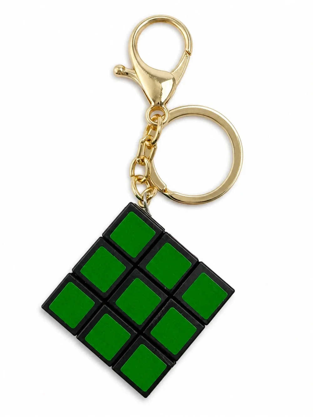 Mini 2×2 Puzzle Cube Keychain Bag Charm Gold-Tone Clasp